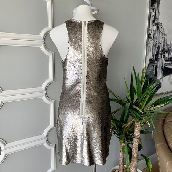 Pinko Stretchy Silver Sequin Mini Cocktail Dress Size 10 - Picture 6 of 12
